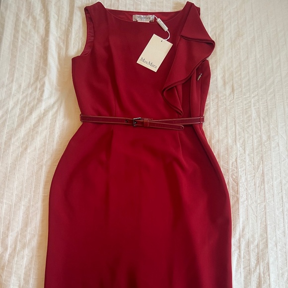 Max Mara Red Sheath Dress Size 4 - Picture 3 of 5